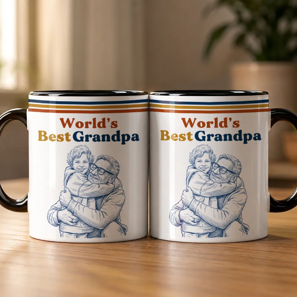 Gift For Father,Custom Photo,Art Design,Top Market,Proud,Photo - Pencil Sketch - Remove BG - Custom Photo Pencil Sketch World's Best Dad Retro - Personalized Mug