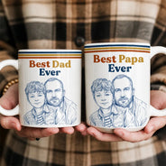 Gift For Father,Custom Photo,Art Design,Top Market,Proud,Photo - Pencil Sketch - Remove BG - Custom Photo Pencil Sketch World's Best Dad Retro - Personalized Mug