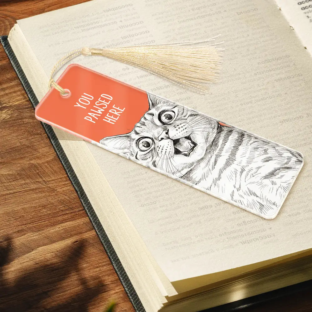 Art Design, Playful, Christmas, Custom Photo, Reading, Pet Lovers, Photo - Pencil Sketch - Remove BG - Custom Photo Pencil Sketch You Pawsed Here - Personalized Acrylic Bookmark
