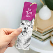 Art Design, Playful, Christmas, Custom Photo, Reading, Pet Lovers, Photo - Pencil Sketch - Remove BG - Custom Photo Pencil Sketch You Pawsed Here - Personalized Acrylic Bookmark