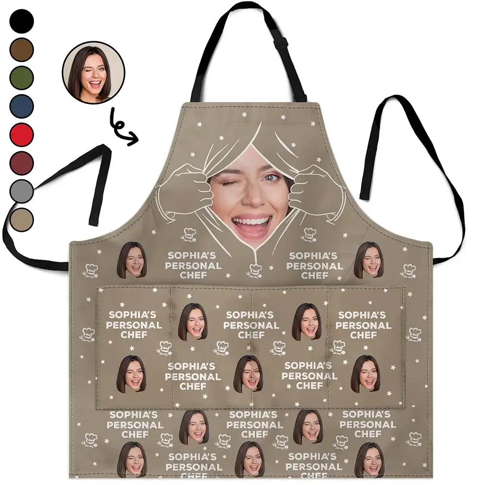 Gift For Husband,Gift For Boyfriend,Gift For Yourself,Gift For Men,Gift For Father,Cooking,Happy,Non-Eng,Photo,Romantic - Custom Photo Personal Chef Husband - Personalized Apron