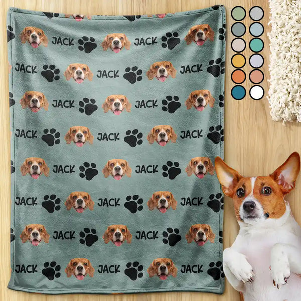 Custom Photo,Pet Lovers,Happy - Custom Photo Pet Dog Cat Face - Personalized Pet Blanket