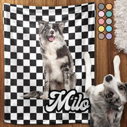 Custom Photo,Pet Lovers,Happy - Custom Photo Pet Dog Cat Square Background - Personalized Pet Blanket