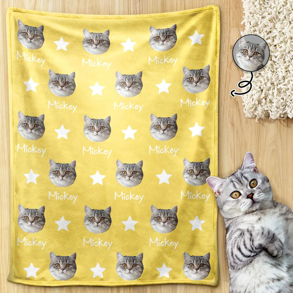 Custom Photo Pet Face Frontside - Personalized Pet Blanket