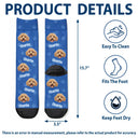 Adorable,Custom Photo,Pet Lovers,Cut-Face Photo,Icon - Custom Photo Pet Kid Face Pattern Funny - Personalized Crew Socks