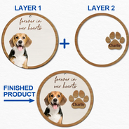 Christmas,Custom Photo,Pet Lovers,Memorial,Sad - Custom Photo Pet Memorial Pet Loss Forever In Our Hearts - Personalized 2-Layered Wooden Ornament