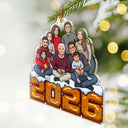 Art Design,Christmas,Cozy,Family,Photo - Pixel Art - Custom Photo Pixel Art Christmas Family - Personalized Custom Shaped Acrylic Ornament