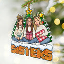 Art Design,Sentimental,Christmas,Gift For Sibling,Photo - Pixel Art - Custom Photo Pixel Art Christmas Pixel Siblings Brothers Sisters - Personalized Custom Shaped Acrylic Ornament