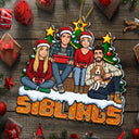 Art Design,Sentimental,Christmas,Gift For Sibling,Photo - Pixel Art - Custom Photo Pixel Art Christmas Pixel Siblings Brothers Sisters - Personalized Custom Shaped Acrylic Ornament