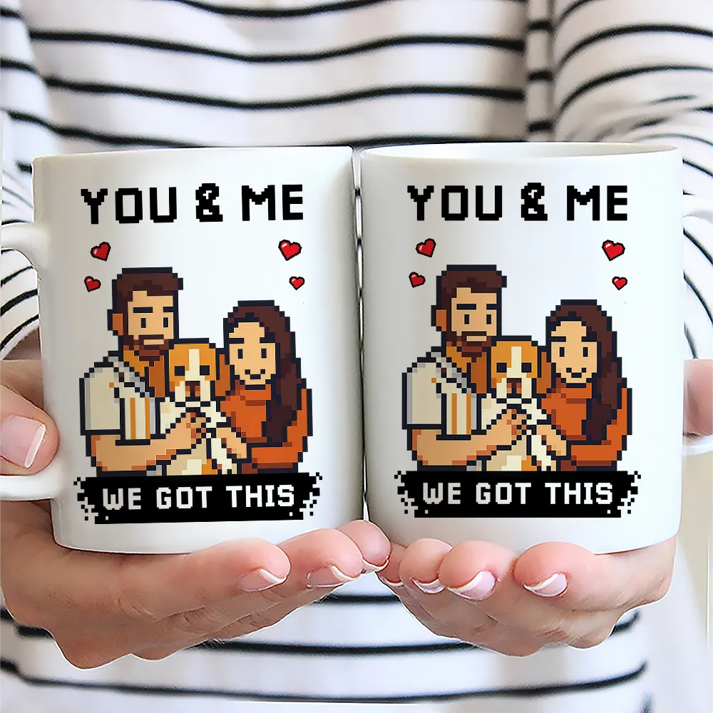 Gift For Couples,Gift For Husband,Gift For Wife,Gift For Boyfriend,Gift For Girlfriend,Dog Couple,Cat Couple,Pet Couple,Love,LGBT - Custom Photo Pixel Art Effect Found On The Internet - Personalized Mug
