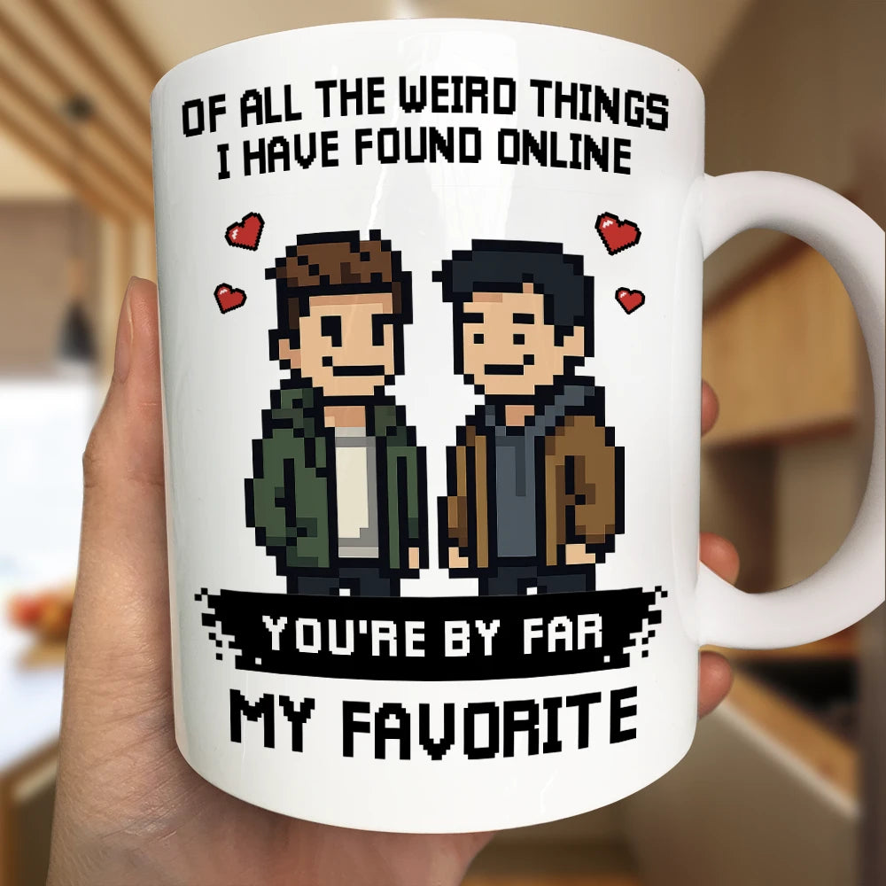 Gift For Couples,Gift For Husband,Gift For Wife,Gift For Boyfriend,Gift For Girlfriend,Dog Couple,Cat Couple,Pet Couple,Love,LGBT - Custom Photo Pixel Art Effect Found On The Internet - Personalized Mug