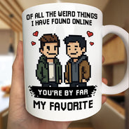 Gift For Couples,Gift For Husband,Gift For Wife,Gift For Boyfriend,Gift For Girlfriend,Dog Couple,Cat Couple,Pet Couple,Love,LGBT - Custom Photo Pixel Art Effect Found On The Internet - Personalized Mug