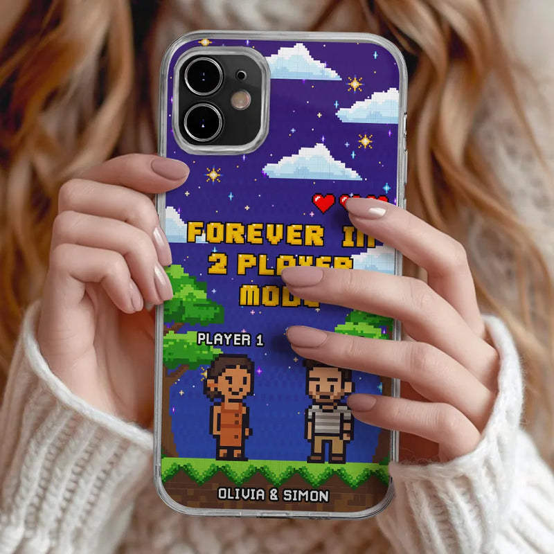 Gift For Couples,Gift For Husband,Gift For Wife,Gift For Boyfriend,Gift For Girlfriend,LGBT,Gaming,Happy - Custom Photo Pixel Art Standee 2 Player Mode - Personalized Clear Phone Case