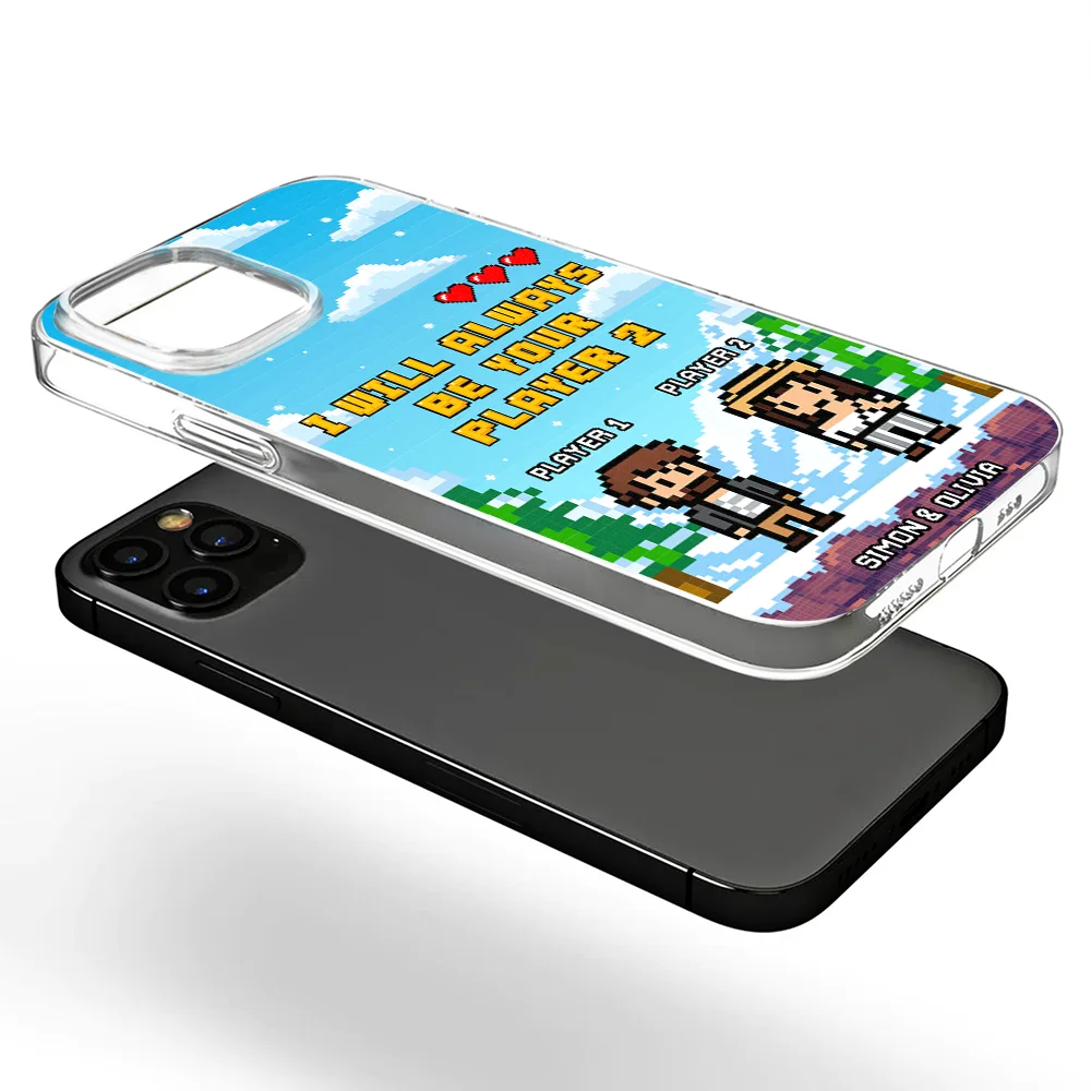 Gift For Couples,Gift For Husband,Gift For Wife,Gift For Boyfriend,Gift For Girlfriend,LGBT,Gaming,Happy - Custom Photo Pixel Art Standee 2 Player Mode - Personalized Clear Phone Case
