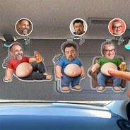 Gift For Father,Custom Photo,Humorous,Cut-Face Photo - Custom Photo Poke Dad Bod Belly - Personalized Squishy Acrylic Car Visor Clip