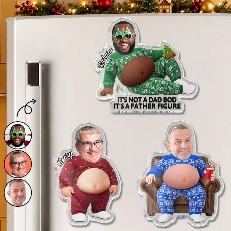 Gift For Couples,Gift For Husband,Gift For Boyfriend,Gift For Men,Gift For Father,Non-Eng,Vector,Humorous - Custom Photo Poke Dad Bod Belly - Personalized Squishy Acrylic Fridge Magnet