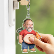 Gift For Father,Custom Photo,Humorous,Cut-Face Photo - Custom Photo Poke Dad Bod Belly - Personalized Squishy Acrylic Keychain