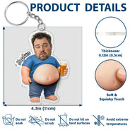 Gift For Father,Custom Photo,Humorous,Cut-Face Photo - Custom Photo Poke Dad Bod Belly - Personalized Squishy Acrylic Keychain