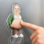Custom Photo, New Baby, Gift For Father, Expecting Dad, Humorous, Cut-Face Photo - Custom Photo Poke The Baby Bump - Personalized Squishy Acrylic Fridge Magnet