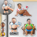 Custom Photo, Football (Soccer), Gift For Yourself, Humorous, Summer Soccer Games, Cut-Face Photo - Custom Photo Poke The Belly For Victory - Personalized Squishy Acrylic Fridge Magnet