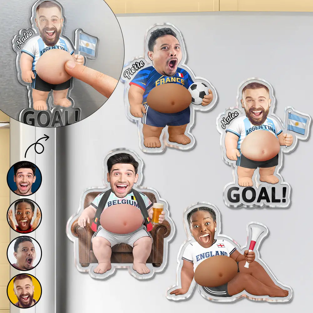 Custom Photo Poke The Belly For Victory - Personalized Squishy Acrylic Fridge Magnet