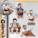 Custom Photo, Football (Soccer), Gift For Yourself, Humorous, Summer Soccer Games, Cut-Face Photo - Custom Photo Poke The Belly For Victory - Personalized Squishy Acrylic Fridge Magnet
