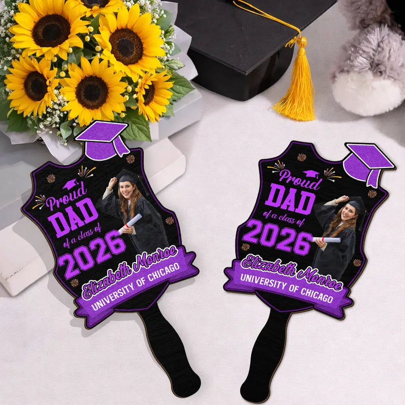 Gift For Yourself,Gift For Aunt,Gift For Uncle,Gift For Mother,Gift For Grandpa,Gift For Father,Gift For Grandma,Gift For Grandparents,Gift For Daughter,Gift For Son,Gift For Sibling,Gift For Sisters,Gift For Bestie,Gift For Brothers,Graduation,Happy - Custom Photo Proud Dad Mom Sister Bestie Graduation - Personalized Graduation Handheld Fan