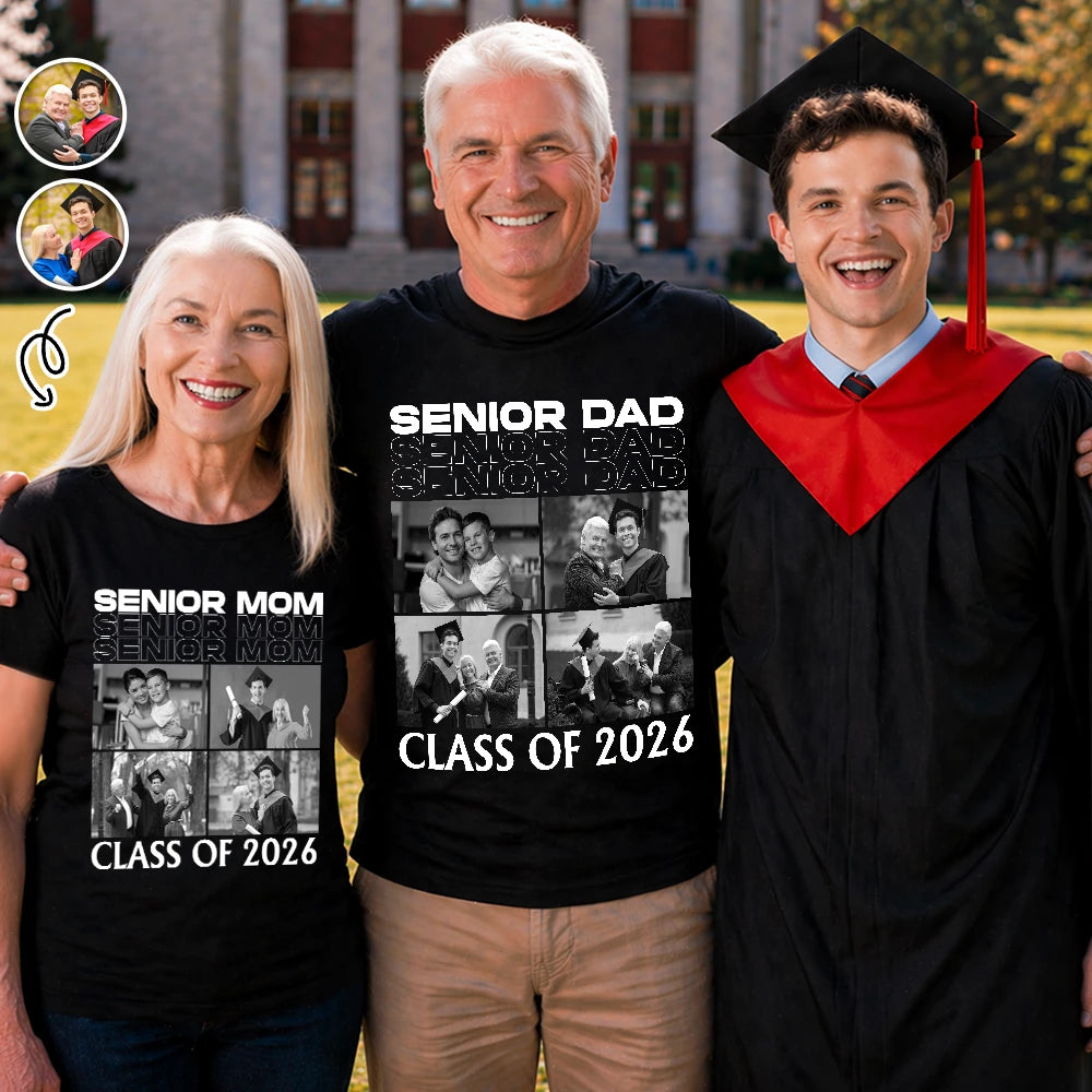 Custom Photo Proud Senior Mom Dad - Personalized T Shirt