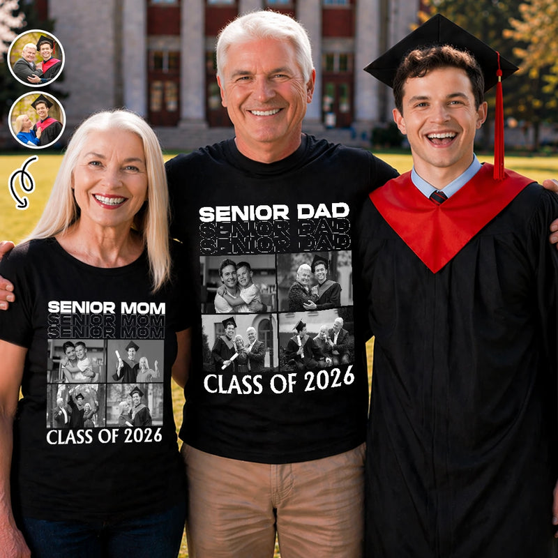 Custom Photo - Custom Photo Proud Senior Mom Dad - Personalized T Shirt
