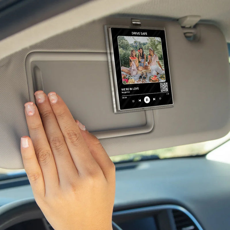 Custom Photo,Gift For Couples - Custom Photo QR Code Song - Personalized Custom Shaped Acrylic Car Visor Clip