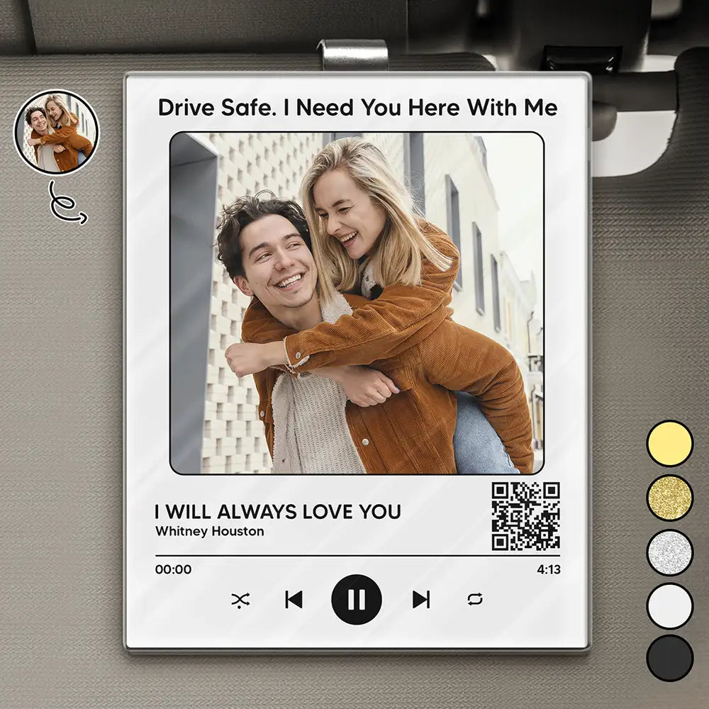 Custom Photo QR Code Song - Personalized Custom Shaped Acrylic Car Visor Clip