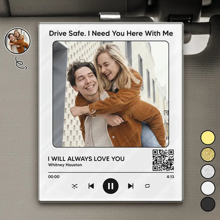 Custom Photo QR Code Song - Personalized Custom Shaped Acrylic Car Visor Clip