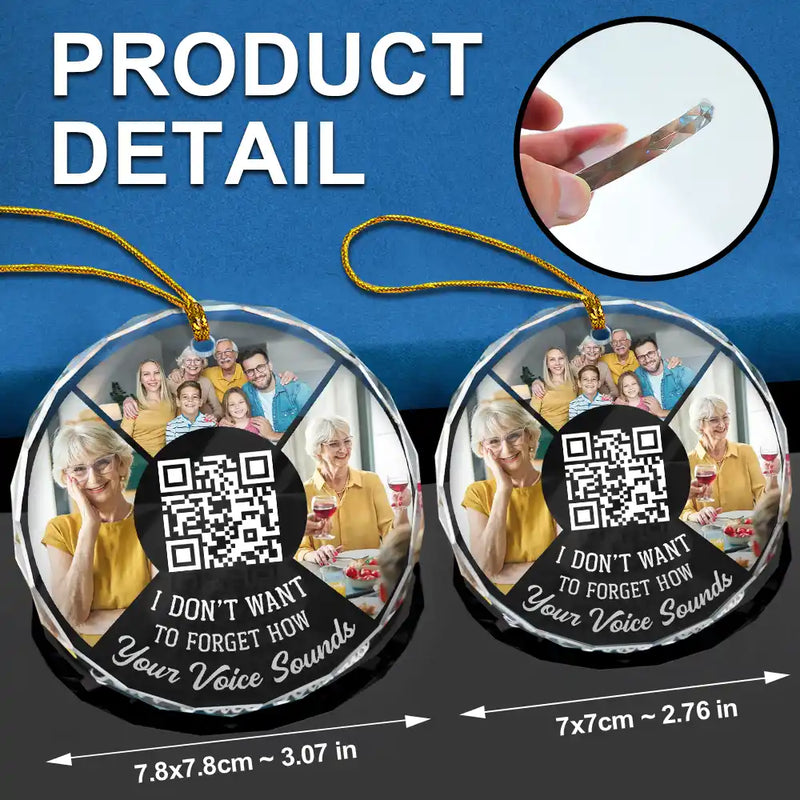 Memorial - Custom Photo QR Code Your Voice - Personalized Circle Glass Ornament