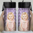 Adorable,Art Design,Back To School,Gift For Kids,Photo - Watercolor - Remove BG - Custom Photo Realistic Watercolor Art Adorable Kid With Name - Personalized Kids Water Bottle