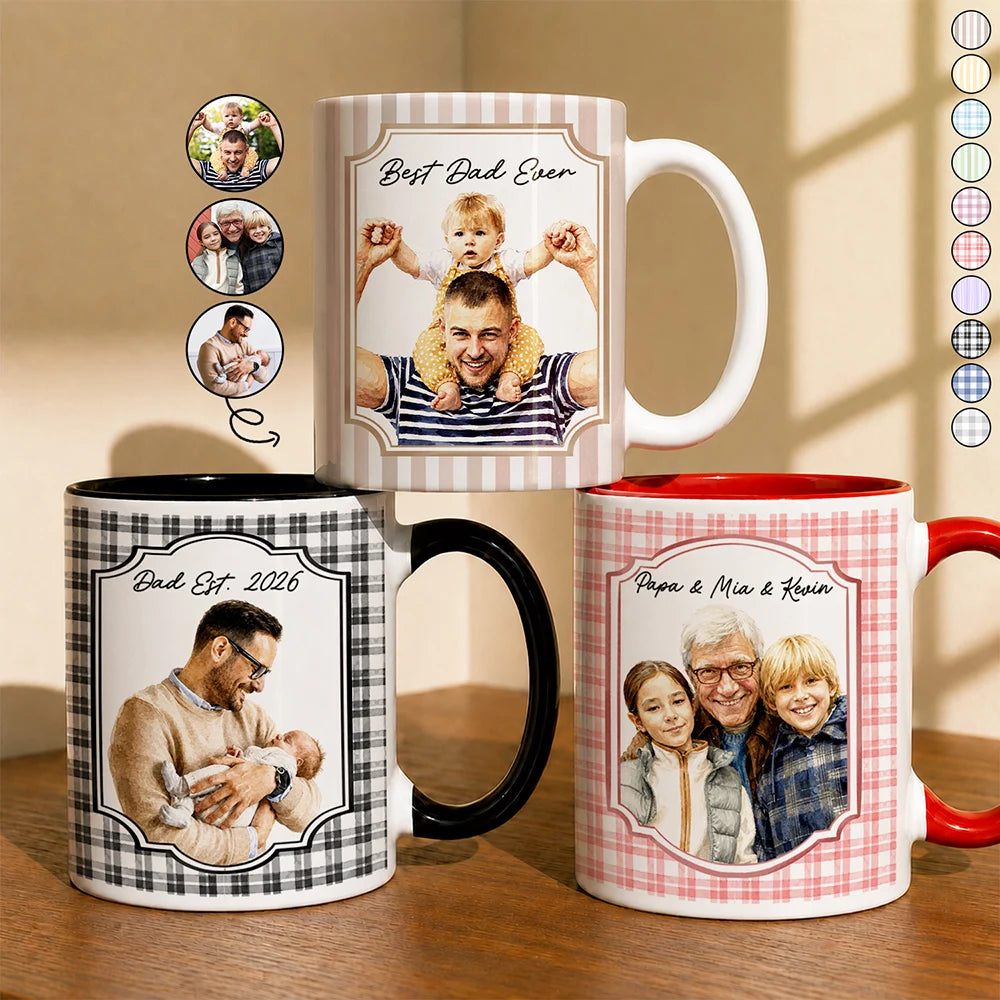 Custom Photo Realistic Watercolor Art Best Dad Ever No 1 Grandpa - Personalized Mug