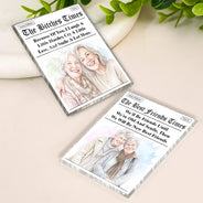 Art Design,Gift For Bestie,Humorous,Photo - Watercolor - Remove BG - Custom Photo Realistic Watercolor Art Best Friends Newspaper - Personalized Acrylic Magnet