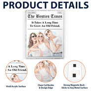 Art Design,Gift For Bestie,Humorous,Photo - Watercolor - Remove BG - Custom Photo Realistic Watercolor Art Best Friends Newspaper - Personalized Acrylic Magnet