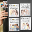 Art Design,Gift For Bestie,Humorous,Photo - Watercolor - Remove BG - Custom Photo Realistic Watercolor Art Best Friends Newspaper - Personalized Acrylic Magnet
