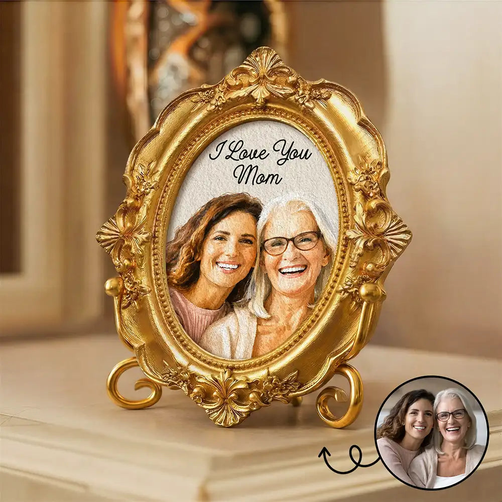Gift For Mother, Gift For Husband, Gift For Wife, Parents, Gift For Grandma, Love - Custom Photo Realistic Watercolor Art Best Mom Ever - Personalized Ornate Frame
