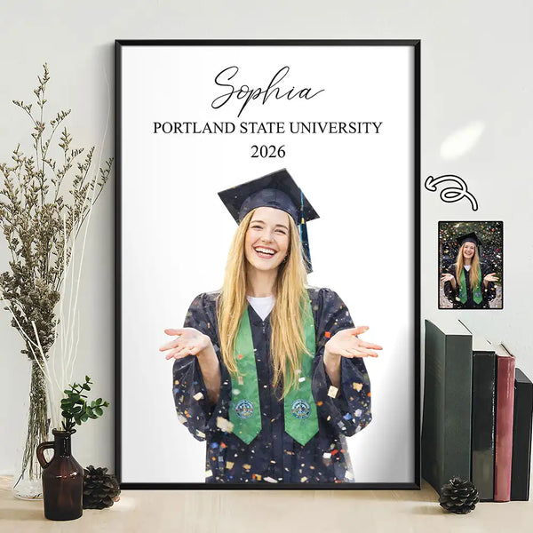 Happy,Family,Gift For Yourself,Gift For Daughter,Gift For Son,Gift For Sisters,Gift For Brothers,Gift For Bestie,Gift For Sibling,Graduation - Custom Photo Realistic Watercolor Art Congrats Graduate - Personalized Poster