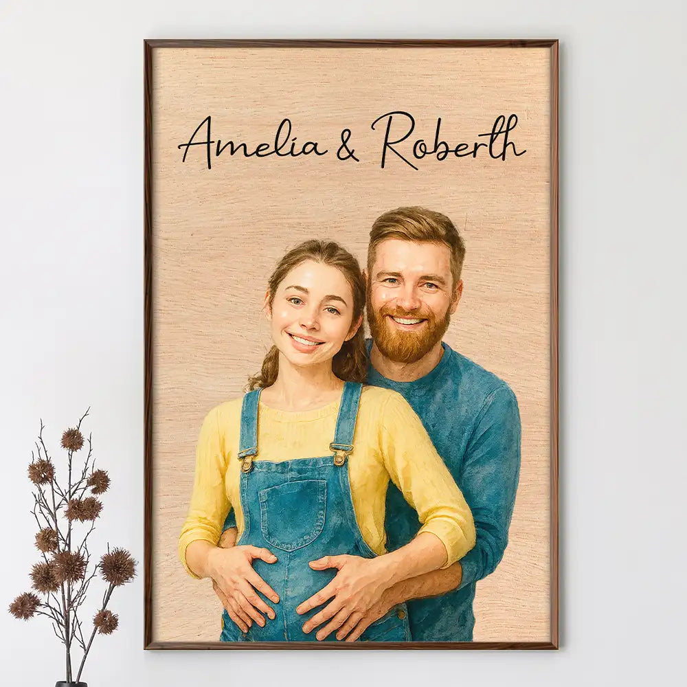 Gift For Couples,Gift For Wife,Gift For Husband,Gift For Boyfriend,Gift For Girlfriend,Love - Custom Photo Realistic Watercolor Art Couple Family - Personalized Poster