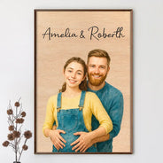 Gift For Couples,Gift For Wife,Gift For Husband,Gift For Boyfriend,Gift For Girlfriend,Love - Custom Photo Realistic Watercolor Art Couple Family - Personalized Poster