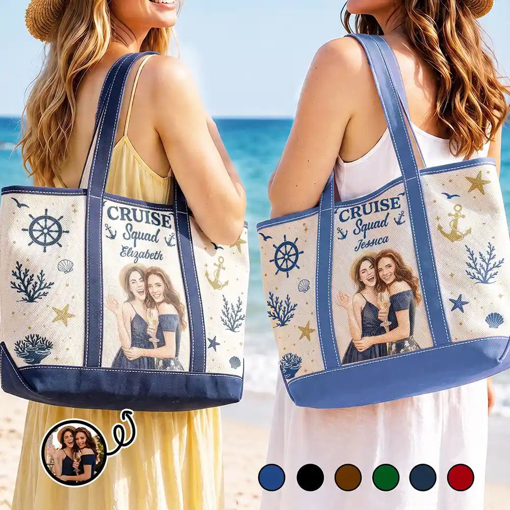 Art Design,Gift For Yourself,Gift For Women,Photo - Watercolor - Remove BG,Happy - Custom Photo Realistic Watercolor Art Cruise Bag Cruise Trip - Personalized Fabric Tote Bag