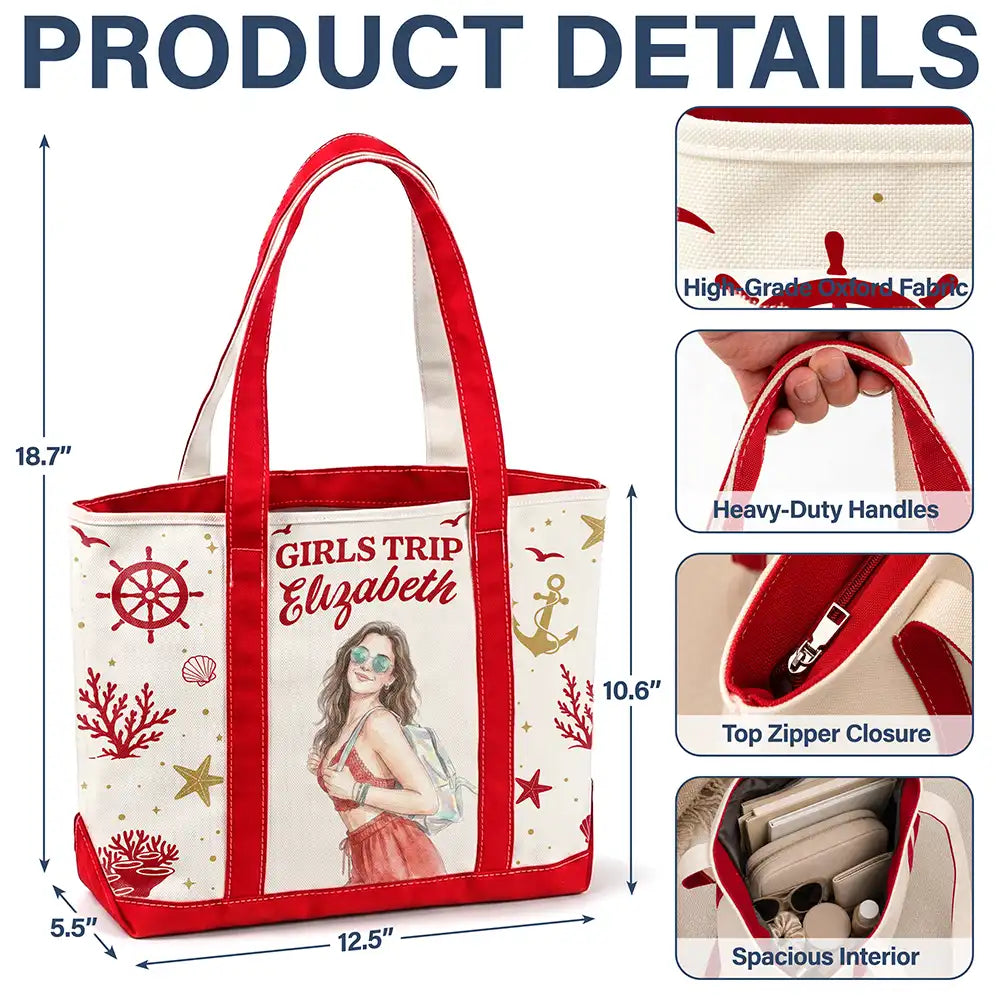 Art Design,Gift For Yourself,Gift For Women,Photo - Watercolor - Remove BG,Happy - Custom Photo Realistic Watercolor Art Cruise Bag Cruise Trip - Personalized Fabric Tote Bag