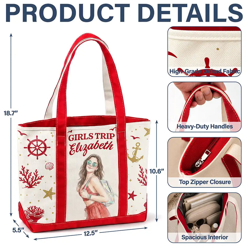 Art Design,Gift For Yourself,Gift For Women,Photo - Watercolor - Remove BG,Happy - Custom Photo Realistic Watercolor Art Cruise Bag Cruise Trip - Personalized Fabric Tote Bag