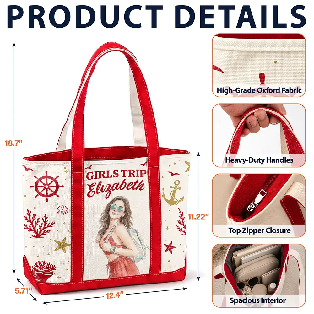 Art Design,Gift For Yourself,Gift For Women,Photo - Watercolor - Remove BG,Happy - Custom Photo Realistic Watercolor Art Cruise Bag Cruise Trip - Personalized Fabric Tote Bag