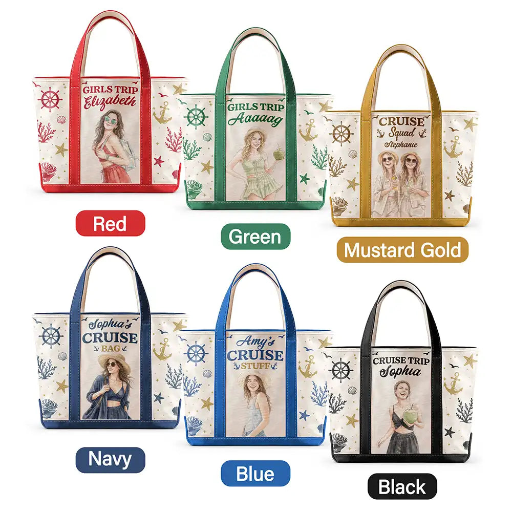 Art Design,Gift For Yourself,Gift For Women,Photo - Watercolor - Remove BG,Happy - Custom Photo Realistic Watercolor Art Cruise Bag Cruise Trip - Personalized Fabric Tote Bag