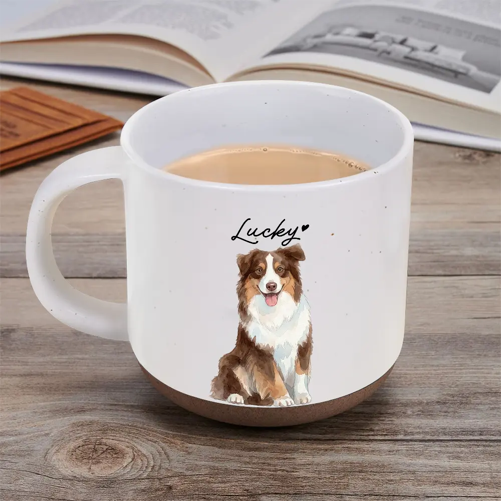 Custom Photo,Art Design,Pet Lovers,Top Market,Adorable,Photo - Watercolor - Remove BG - Custom Photo Realistic Watercolor Art Cute Dog Cat - Personalized Pottery Mug