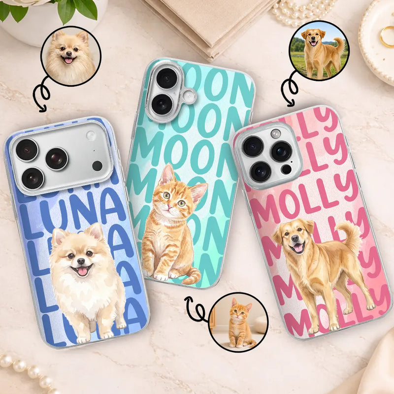 Custom Photo, Art Design, Pet Lovers, Adorable, Photo - Watercolor - Remove BG - Custom Photo Realistic Watercolor Art Cute Dog Cat Portrait - Personalized Clear Phone Case