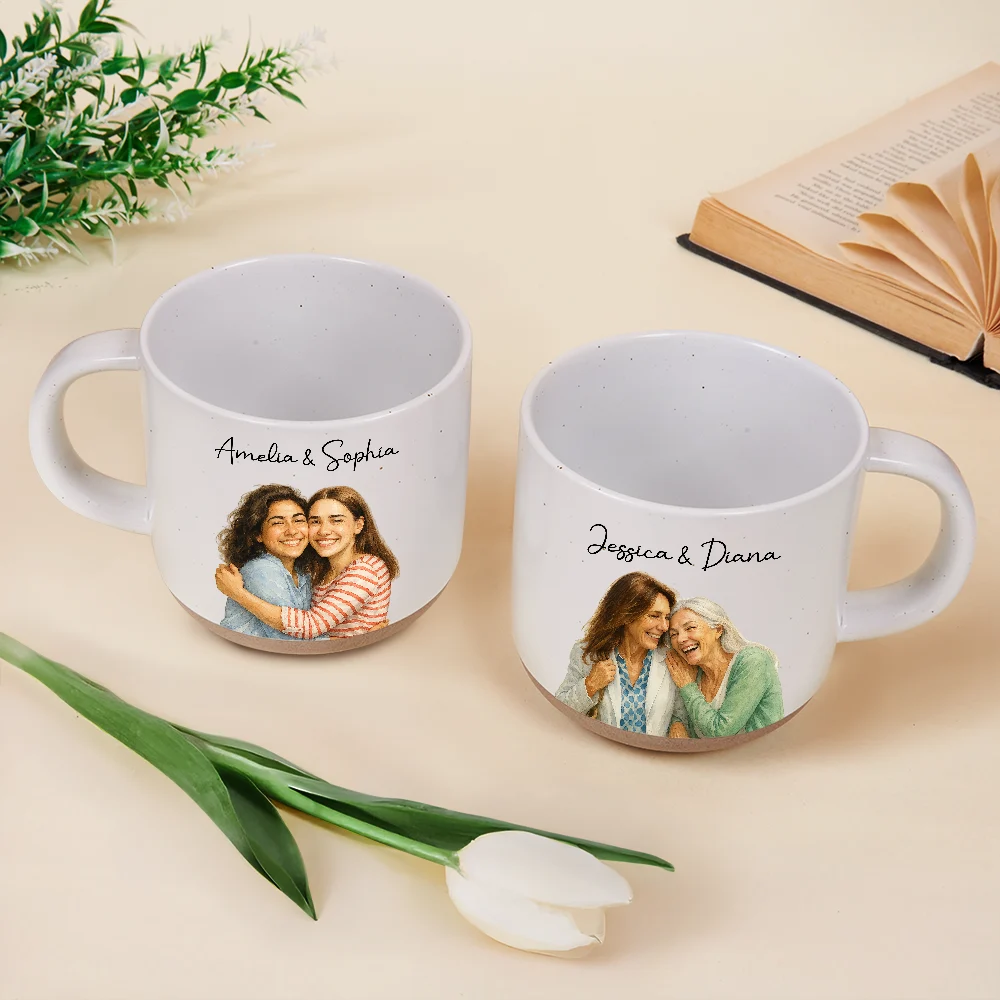 Happy,Gift For Couples,Parents,Gift For Grandparents,Gift For Bestie,Cat Lovers,Pet Lovers,Dog Lovers - Custom Photo Realistic Watercolor Art Dog Cat Couple Bestie Family - Personalized Pottery Mug